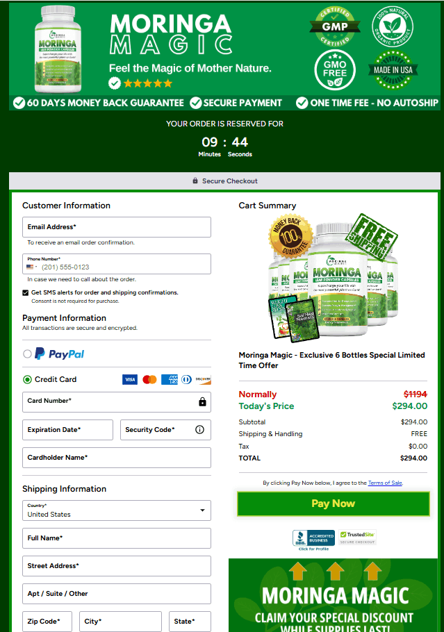 Morgina Magic Checkout page